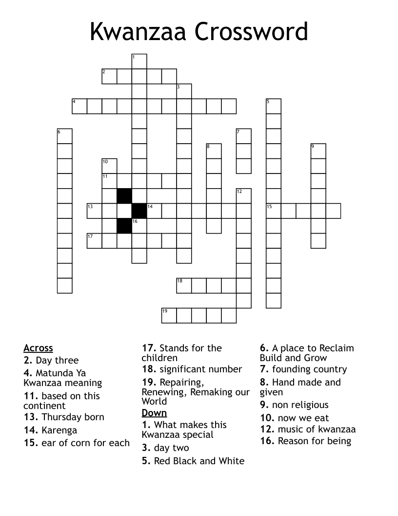 Kwanzaa Crossword