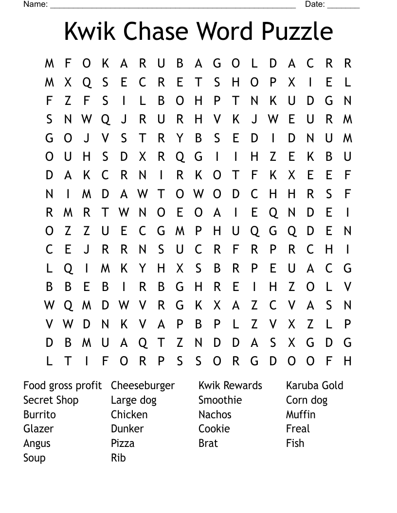 Kwik Chase Word Puzzle  Word Search