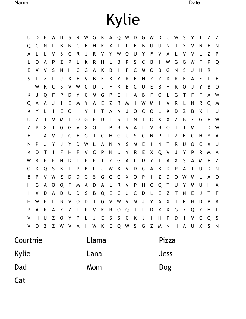 Kylie Word Search