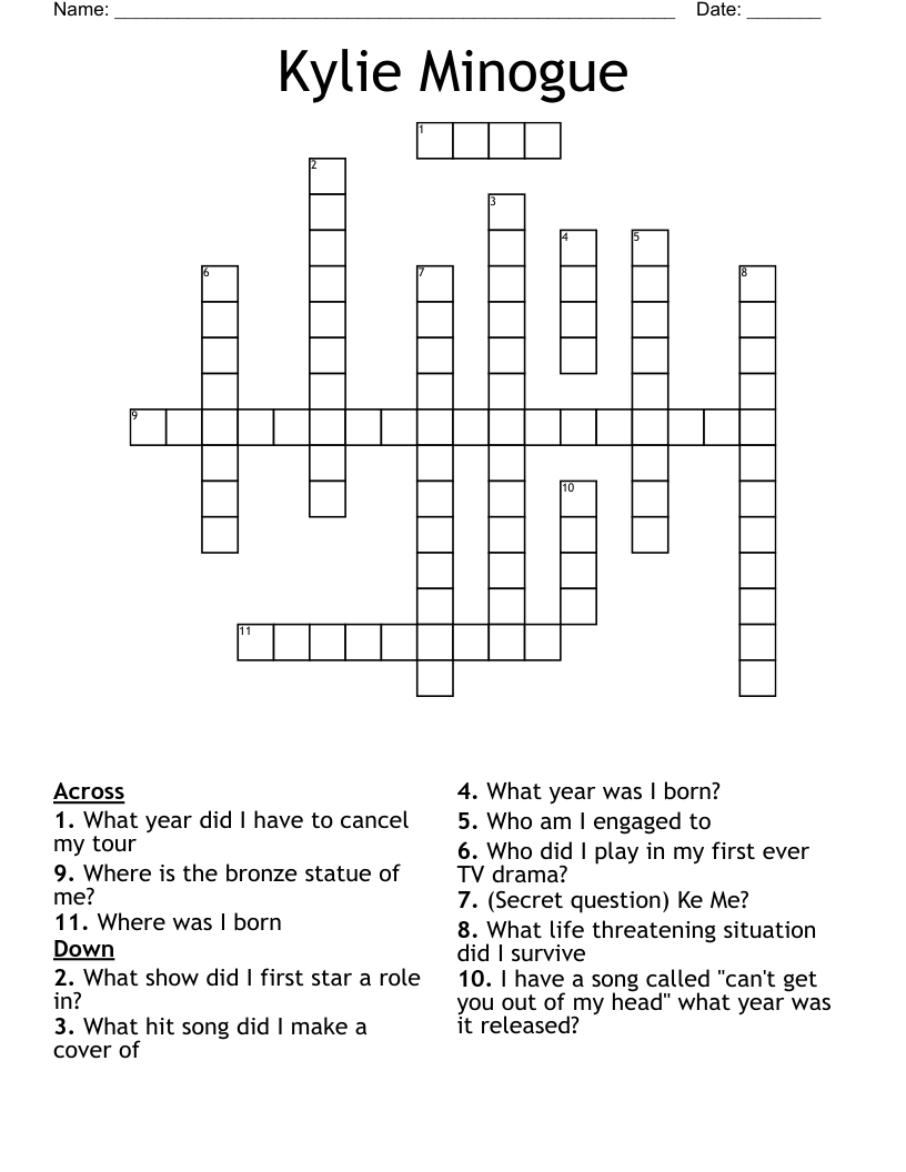 Kylie Minogue  Crossword