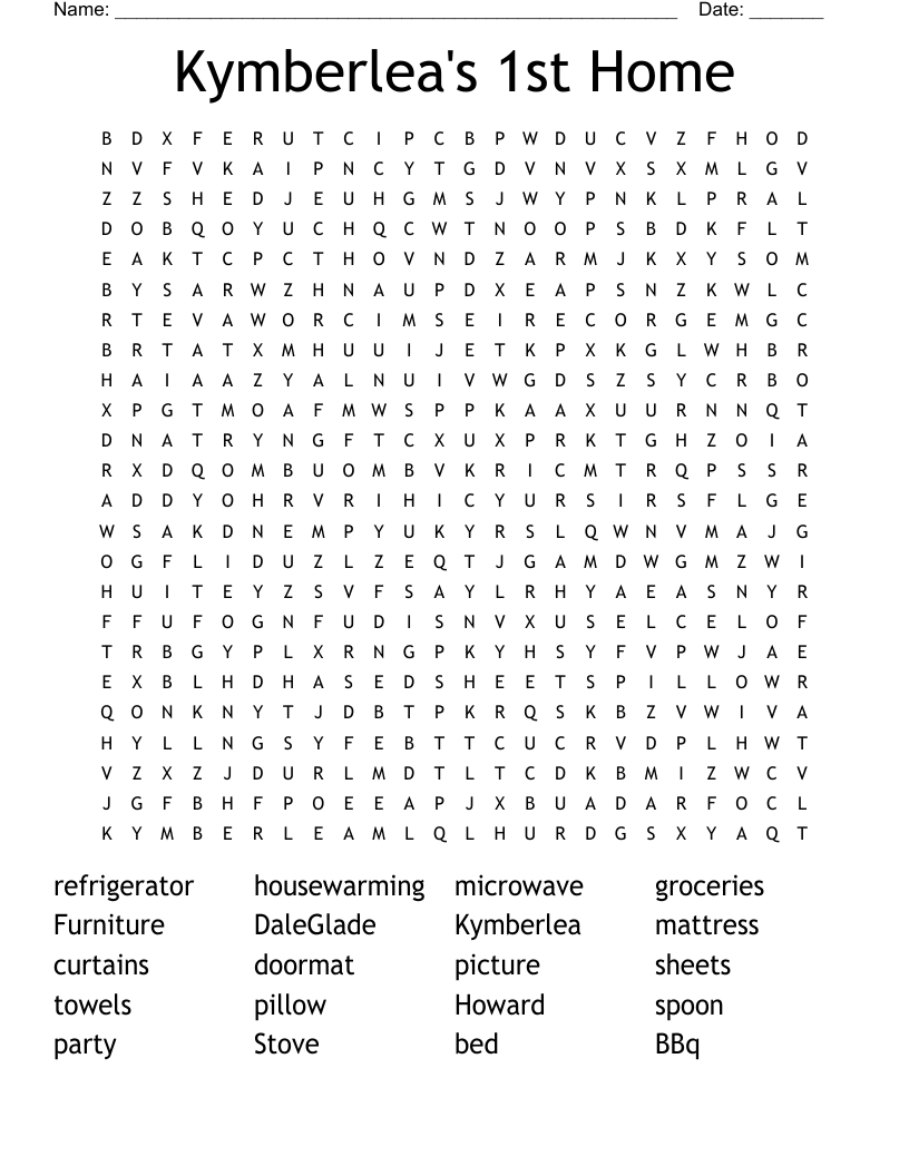 Kymberlea's 1st Home Word Search