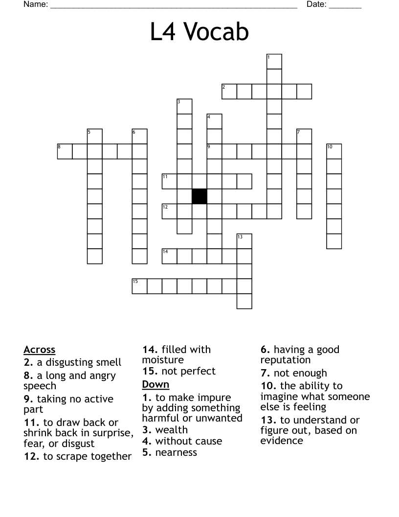 L4 Vocab                Crossword