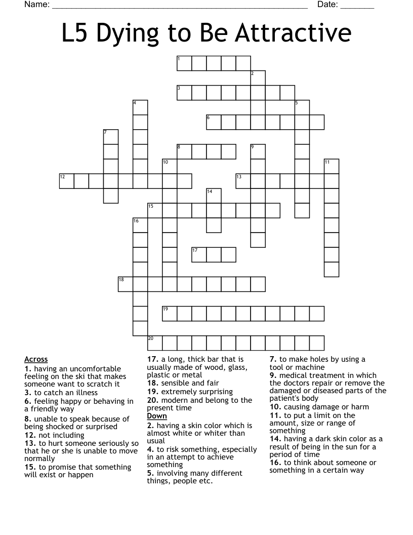 L5 Dying to Be Attractive Crossword