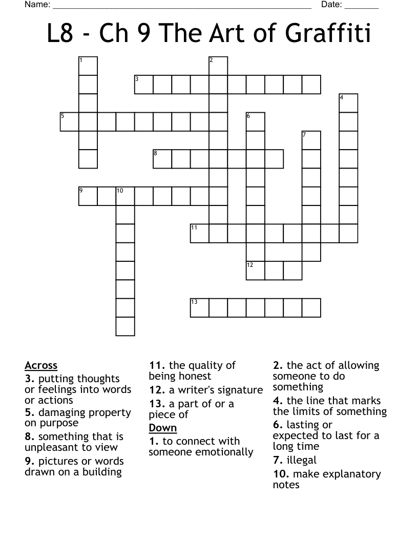 L8 - Ch 9 The Art of Graffiti Crossword