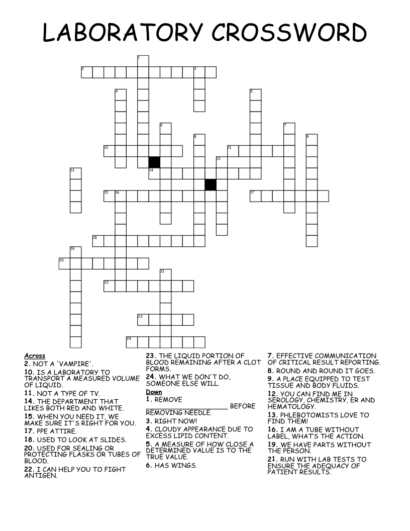 LABORATORY CROSSWORD