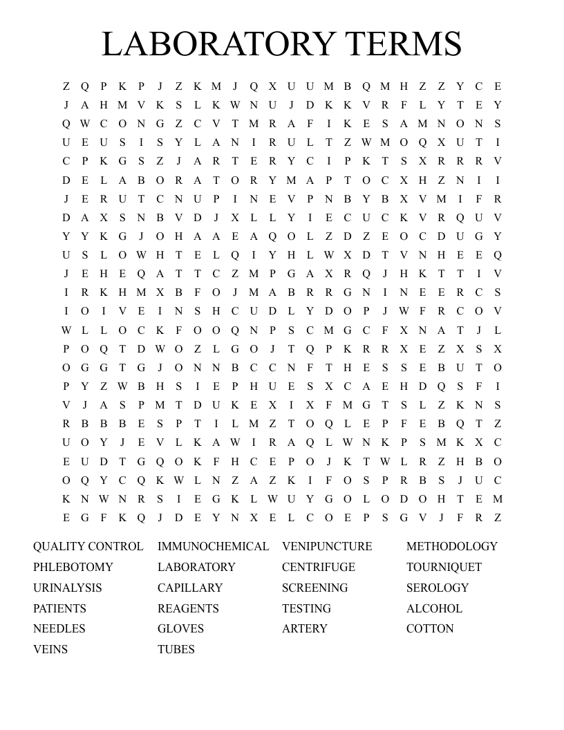 LABORATORY TERMS Word Search