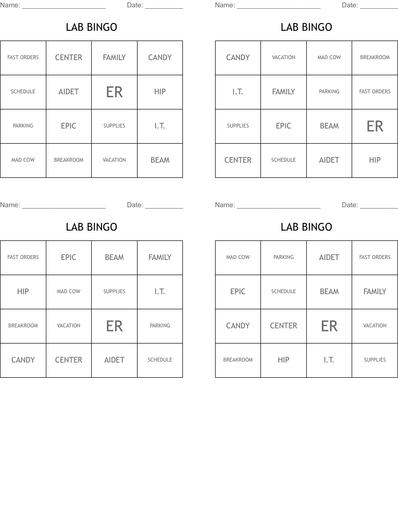 LAB BINGO