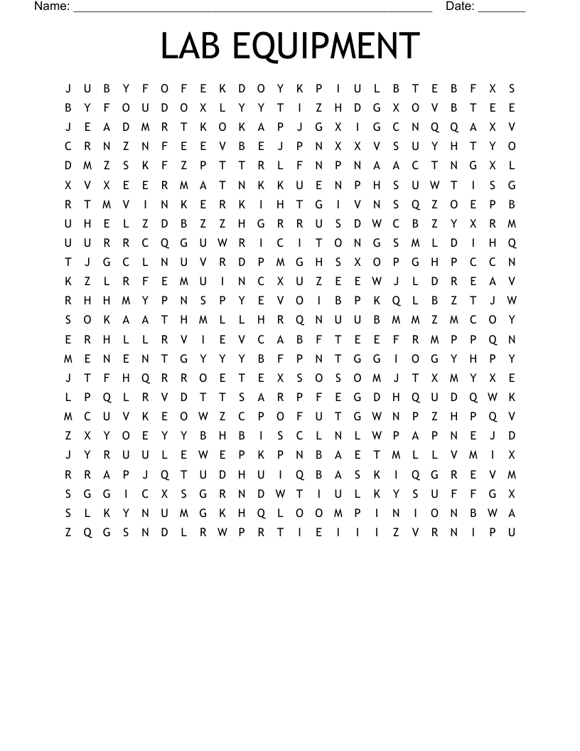 LAB EQUIPMENT Word Search