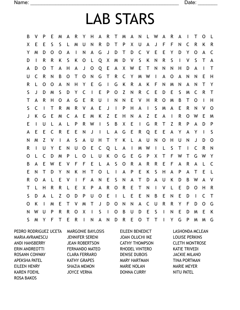 LAB STARS Word Search