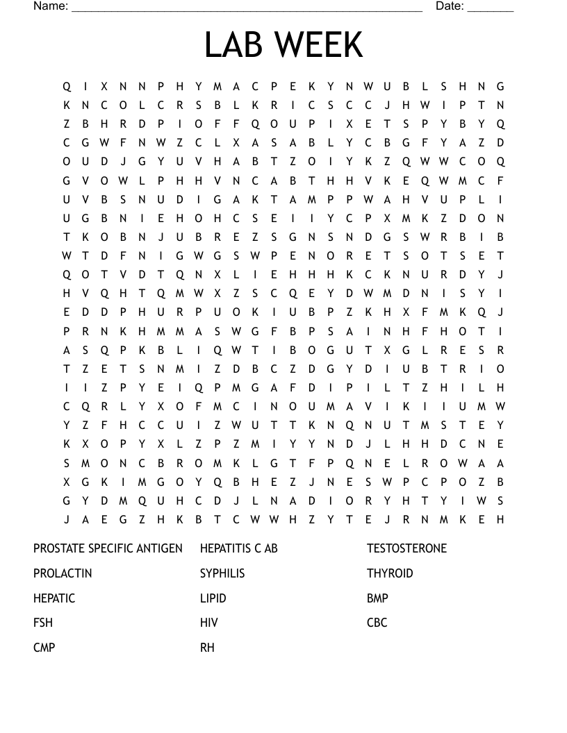 LAB WEEK Word Search