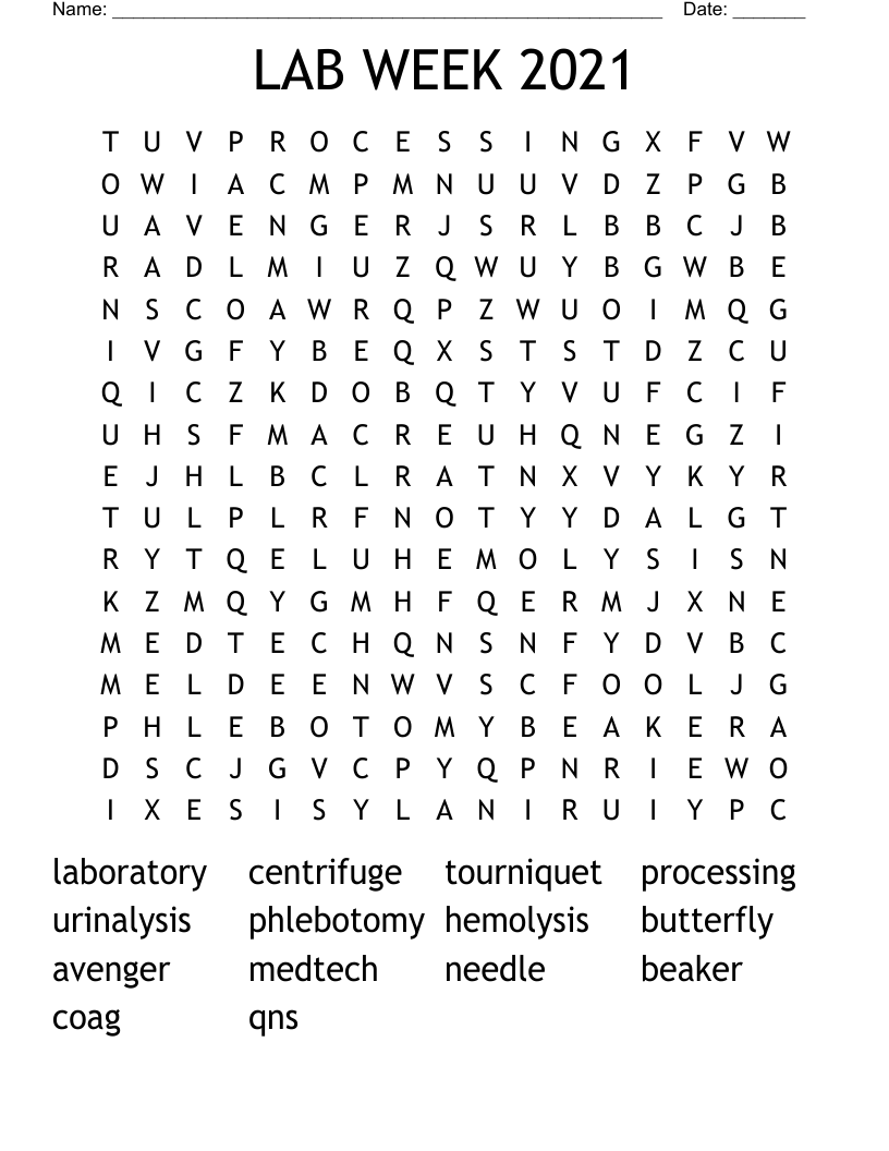 LAB WEEK 2021 Word Search