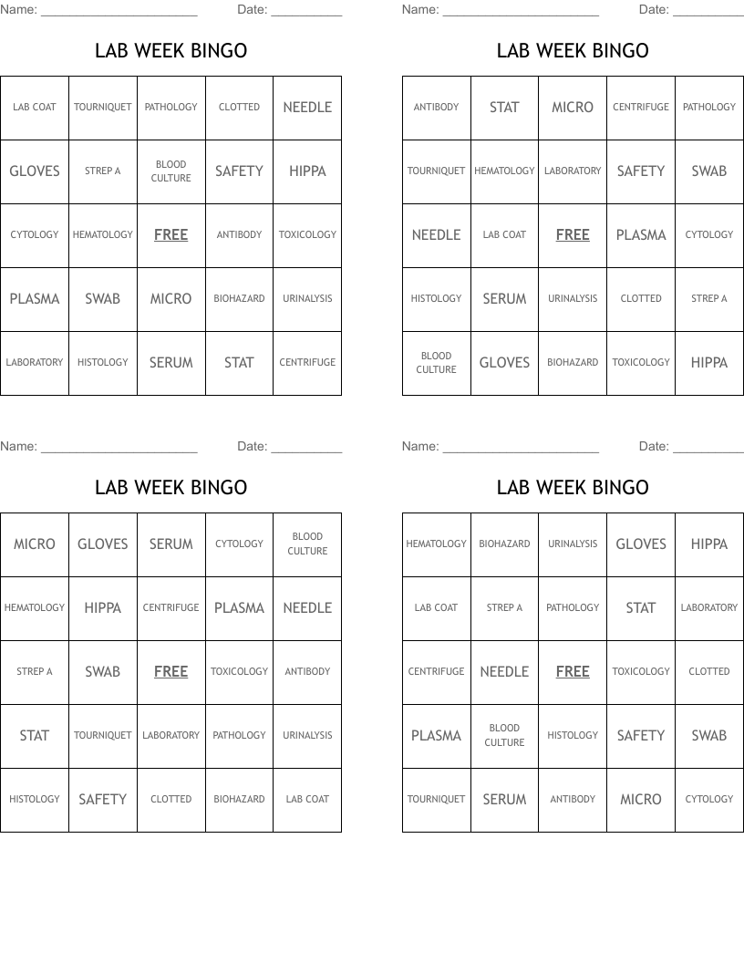 LAB WEEK BINGO