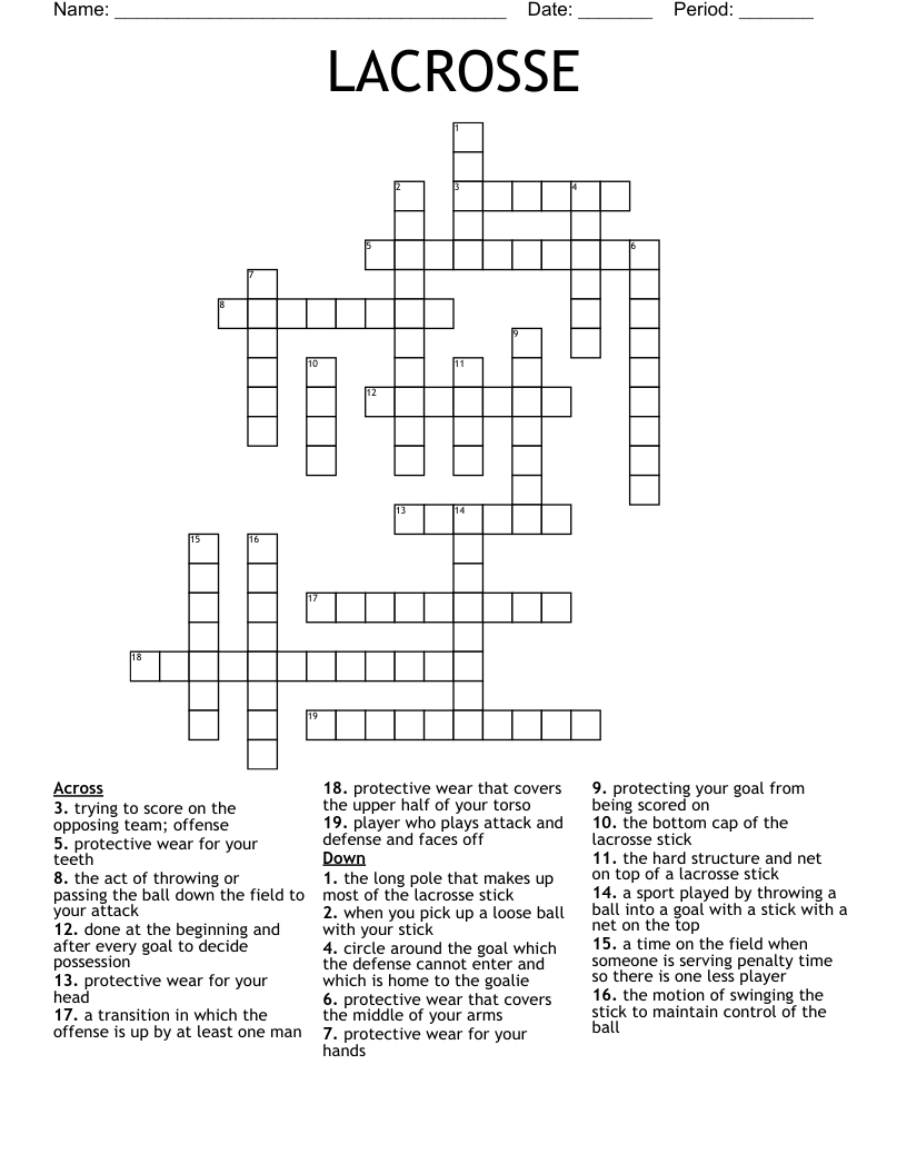 LACROSSE Crossword