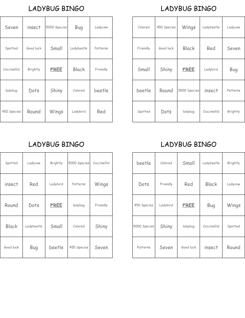 LADYBUG  BINGO