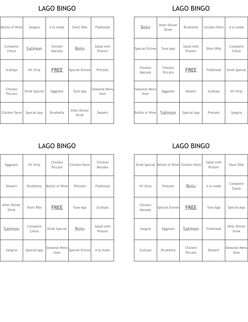 LAGO BINGO