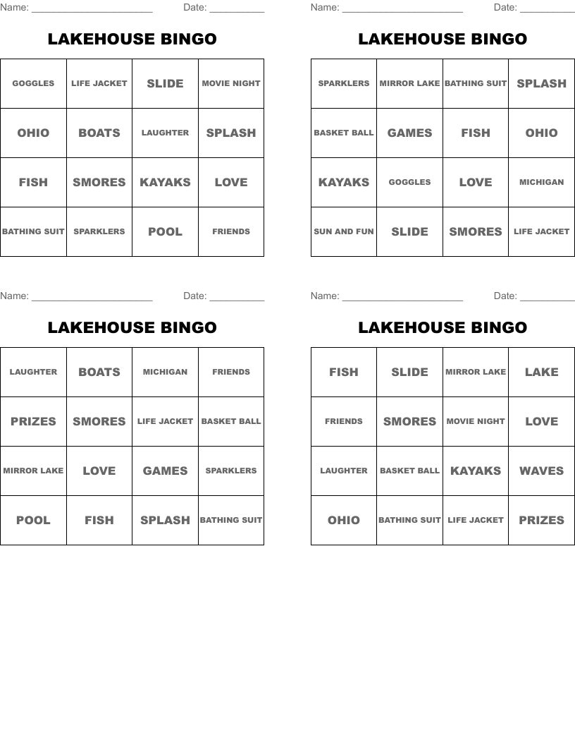 LAKEHOUSE BINGO