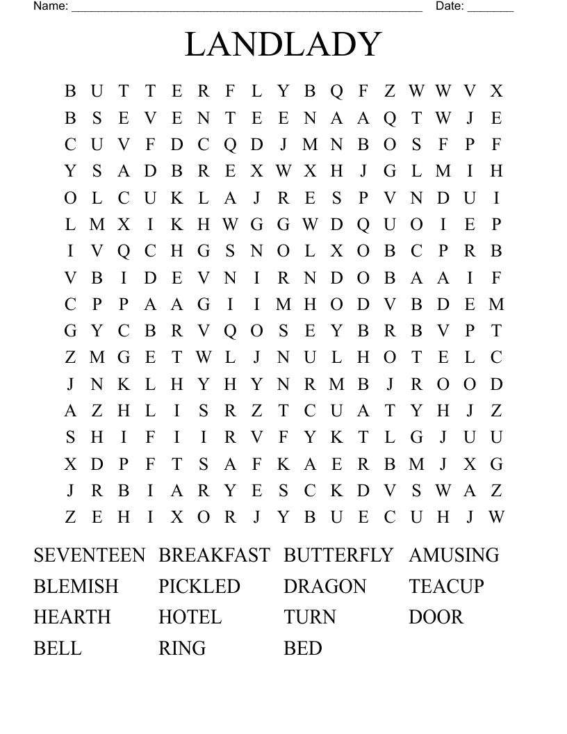 LANDLADY Word Search