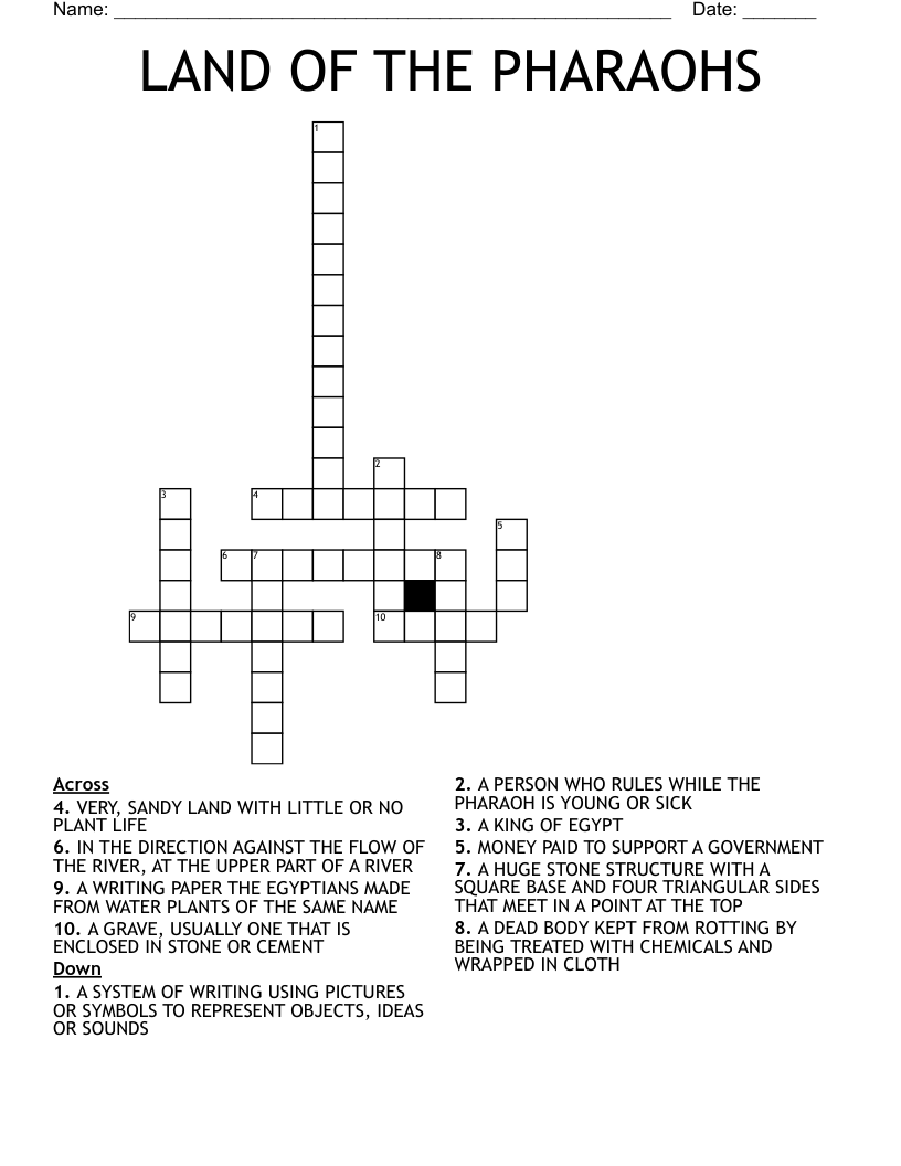 LAND OF THE PHARAOHS Crossword