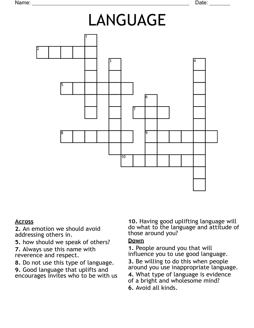 LANGUAGE Crossword