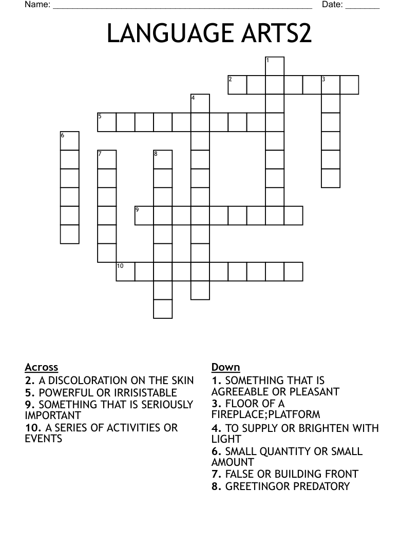LANGUAGE ARTS2 Crossword