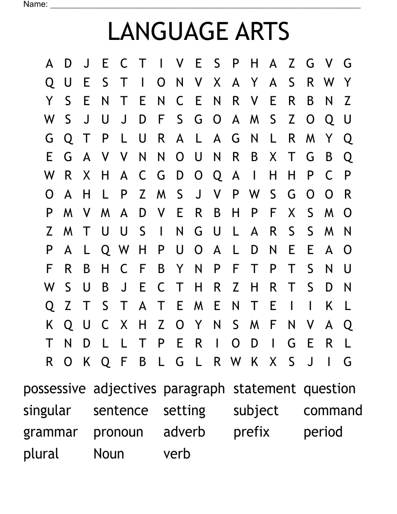 LANGUAGE ARTS Word Search