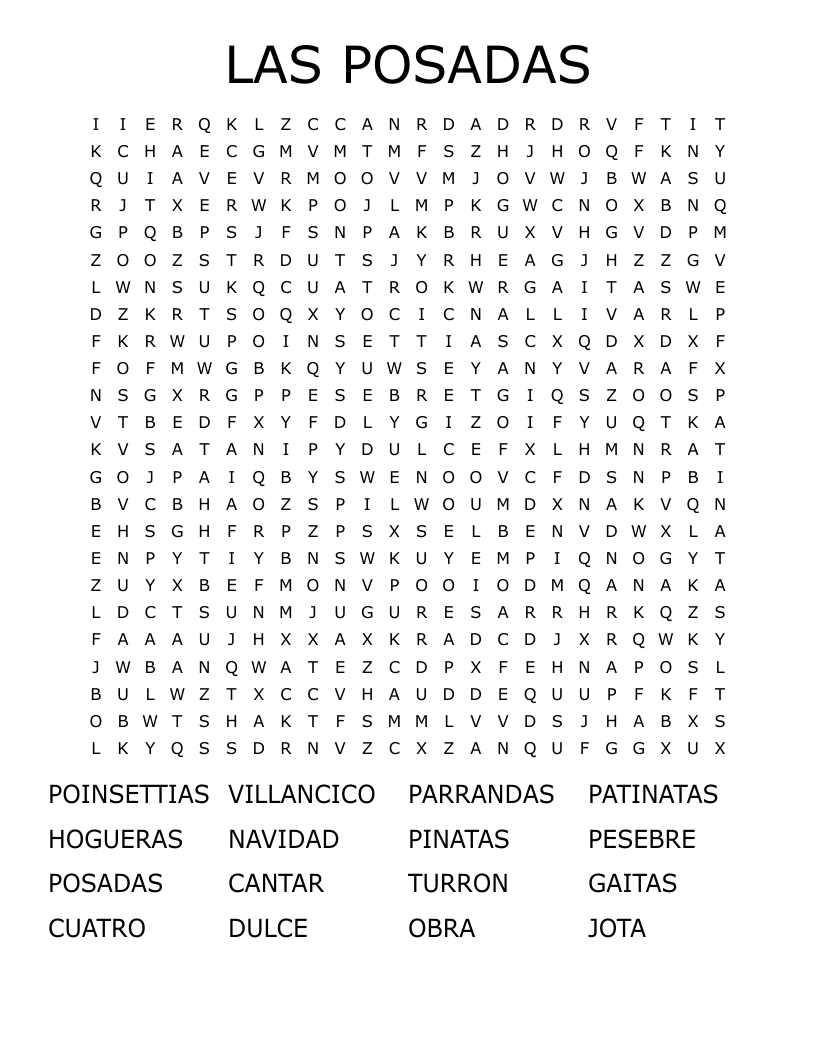 LAS POSADAS Word Search