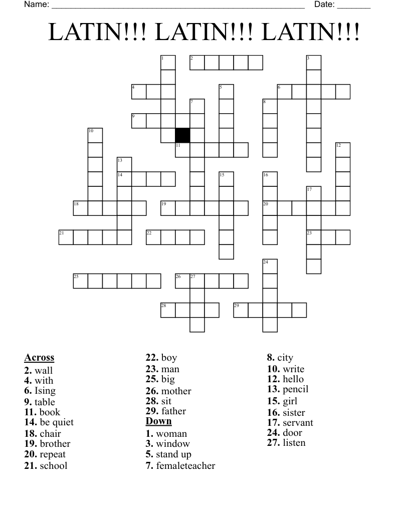 LATIN!!! LATIN!!! LATIN!!! Crossword