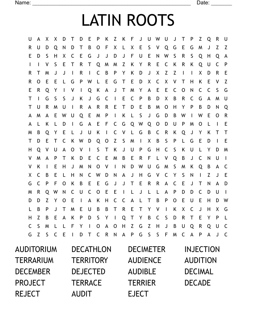 LATIN ROOTS Word Search