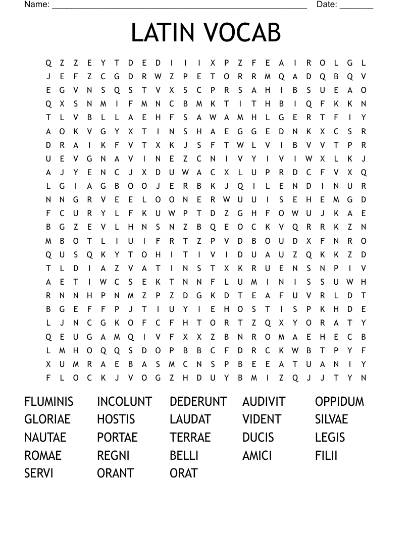 LATIN VOCAB Word Search