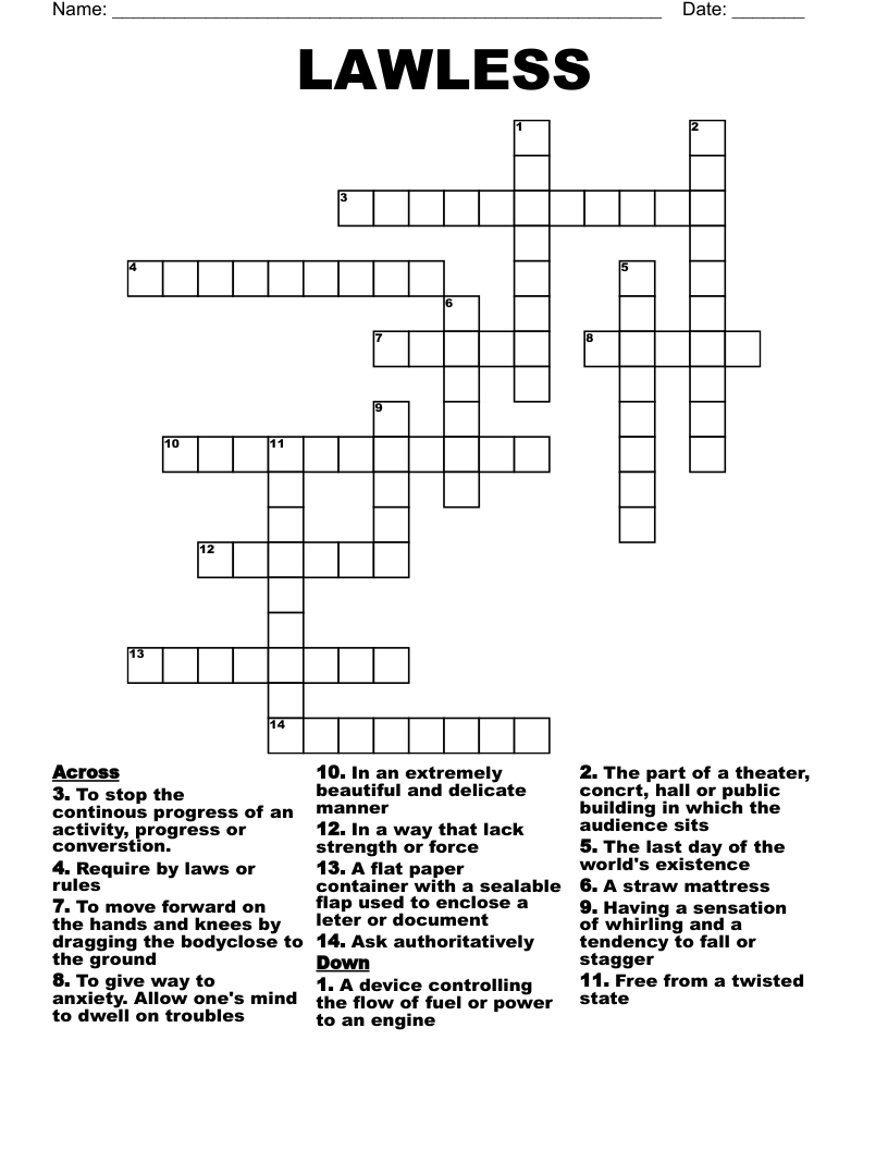 LAWLESS Crossword