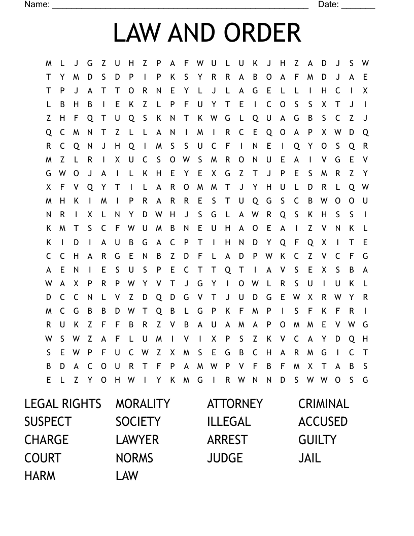 LAW AND ORDER Word Search