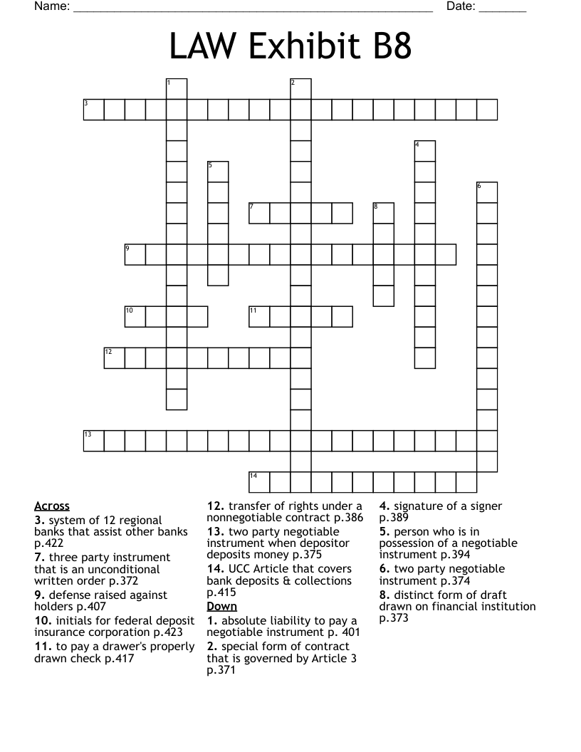 LAW  Exhibit B8 Crossword