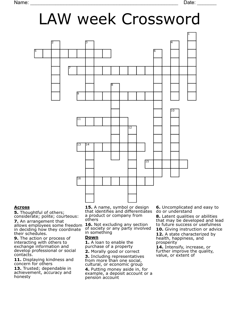 LAW week Crossword