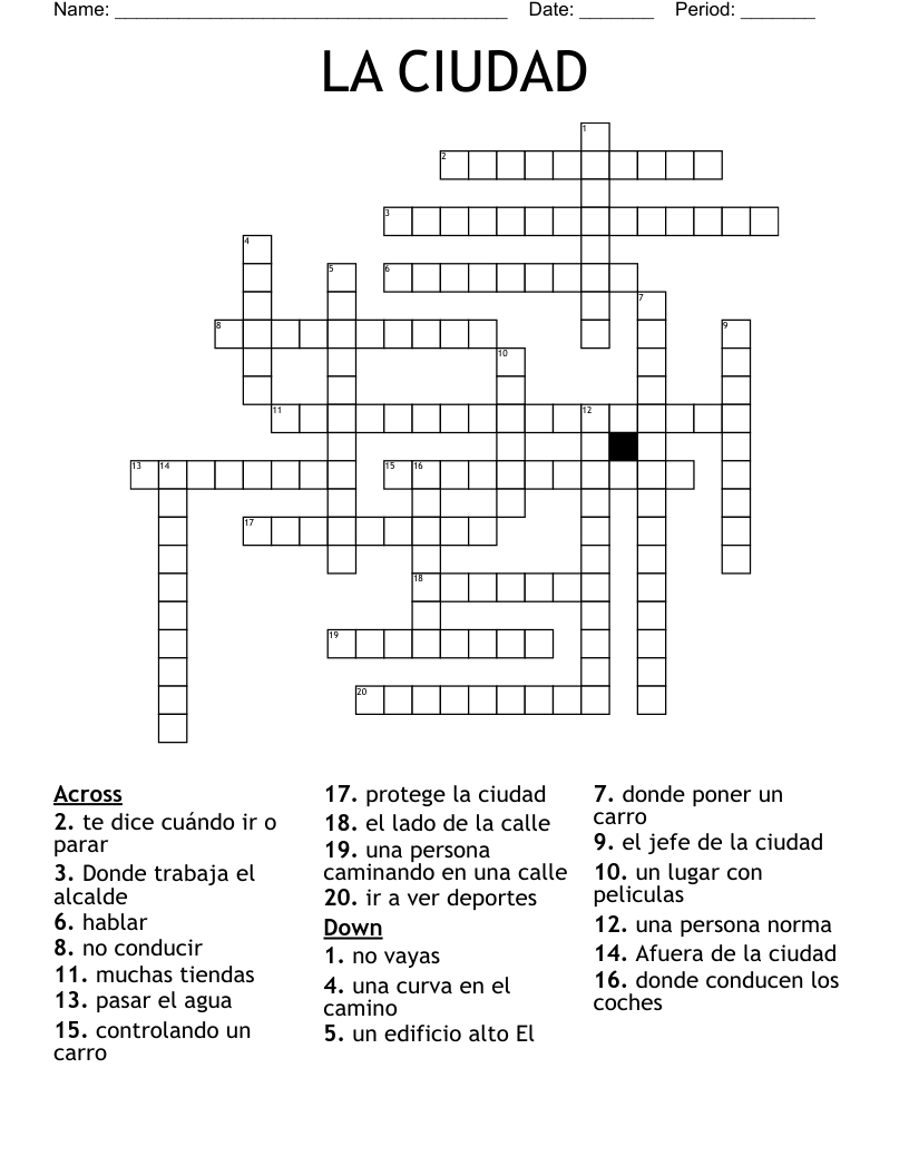 LA CIUDAD Crossword
