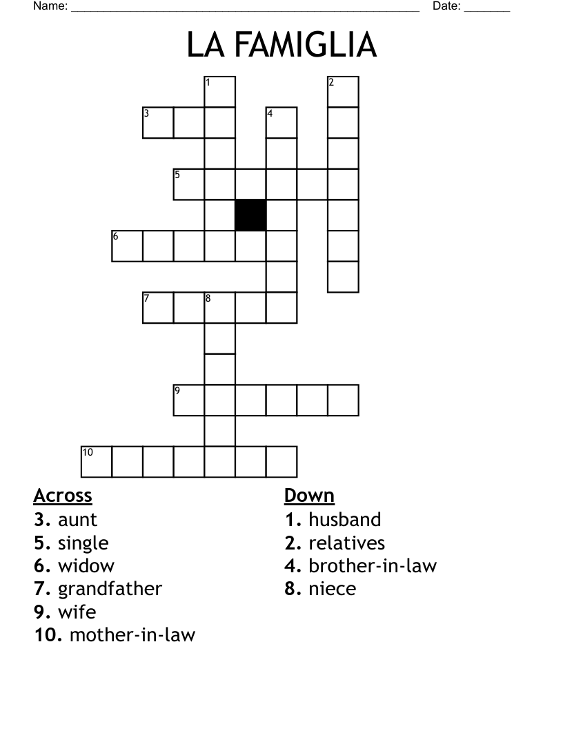 LA FAMIGLIA Crossword