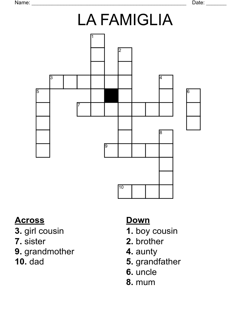 LA FAMIGLIA Crossword