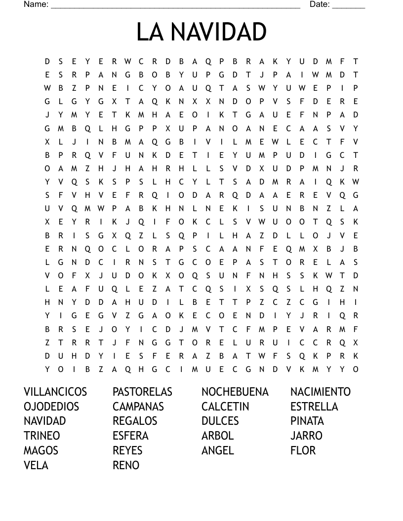 LA NAVIDAD Word Search