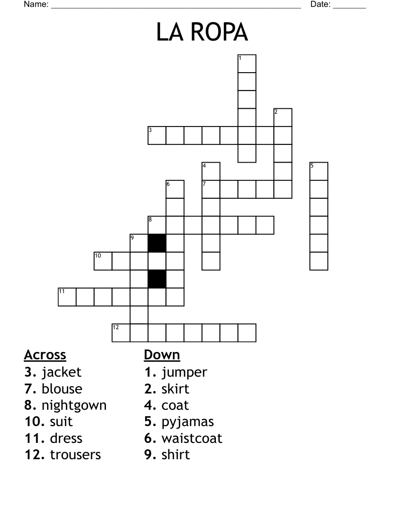LA ROPA Crossword