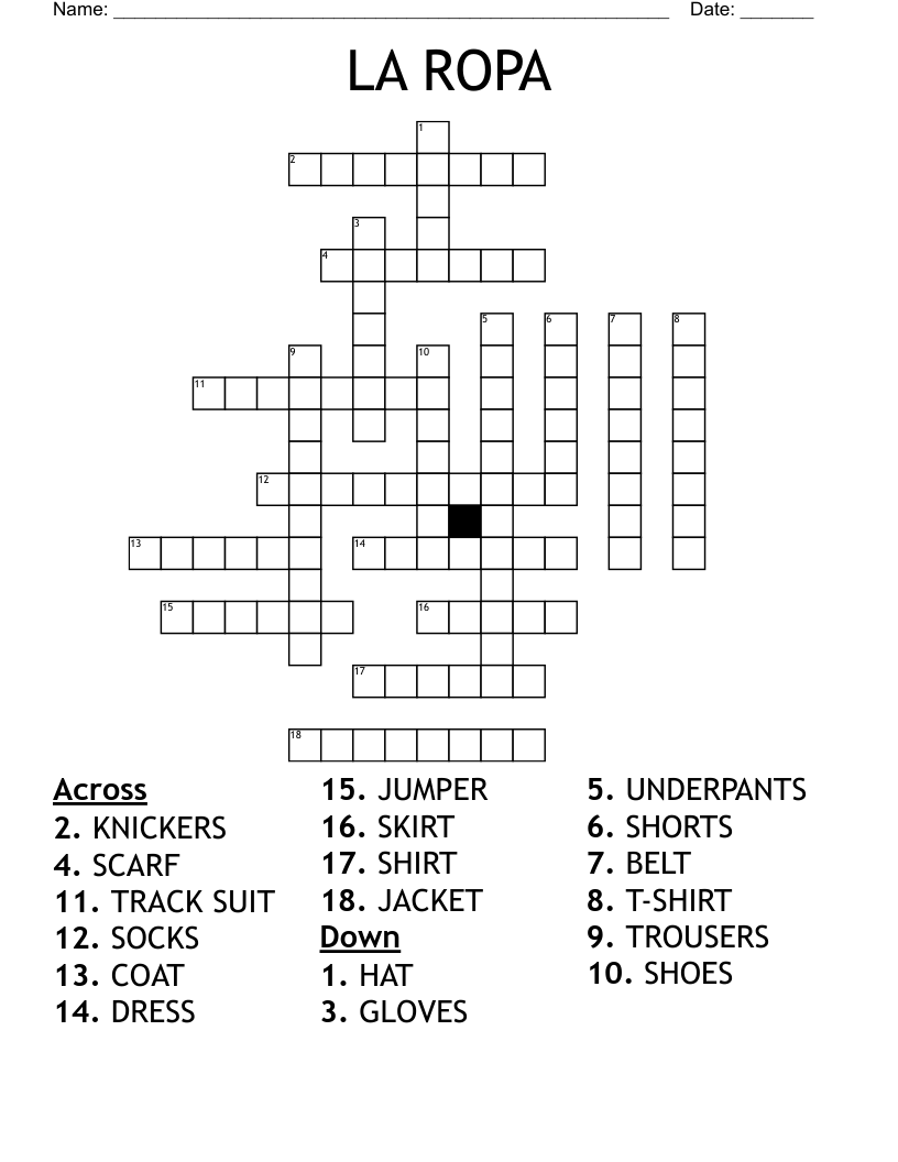 LA ROPA Crossword