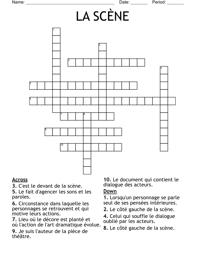 LA SCÈNE Crossword