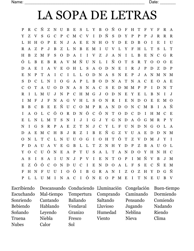 LA SOPA DE LETRAS Word Search