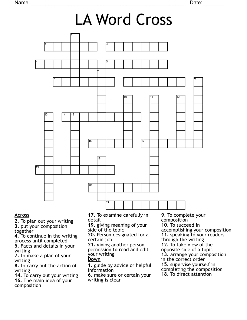 LA Word Cross Crossword