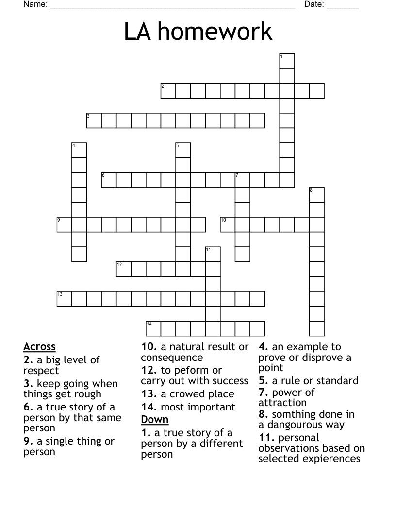 LA homework Crossword
