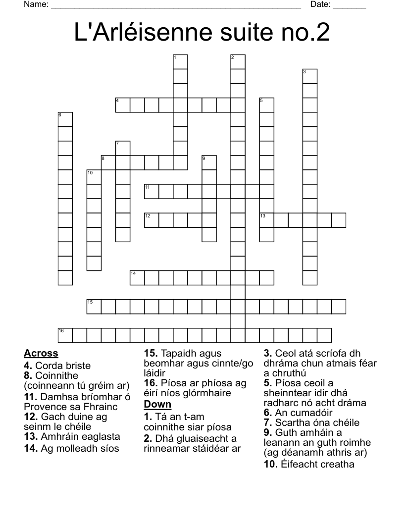 L'Arléisenne suite no.2 Crossword