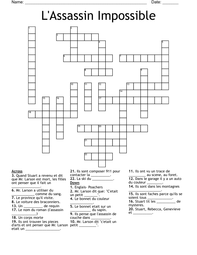 L'Assassin Impossible Crossword