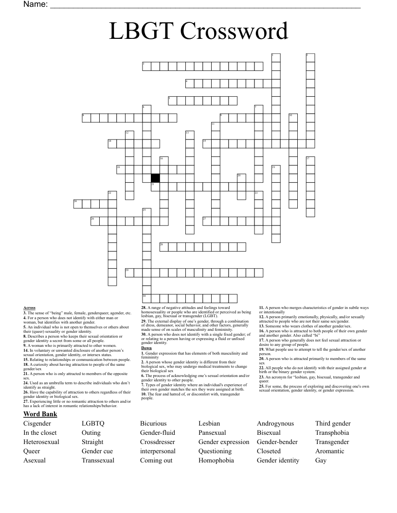 LBGT Crossword 