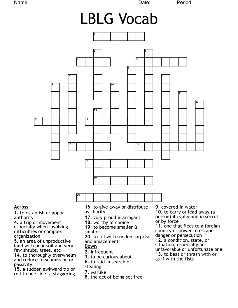 LBLG Vocab Crossword