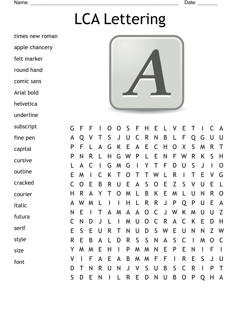 LCA Lettering Word Search