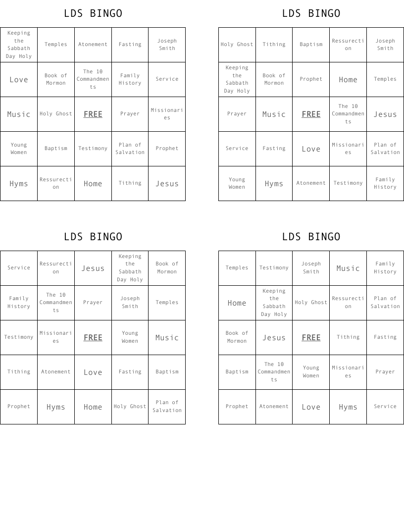 LDS BINGO