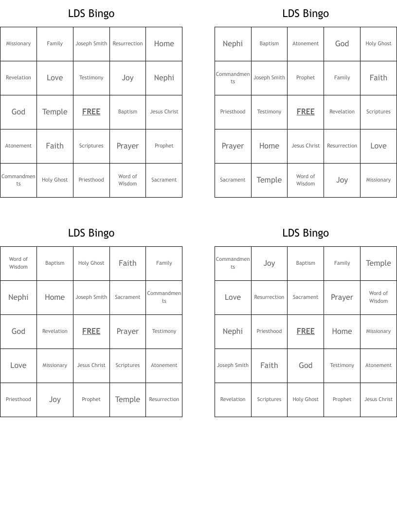 LDS Bingo